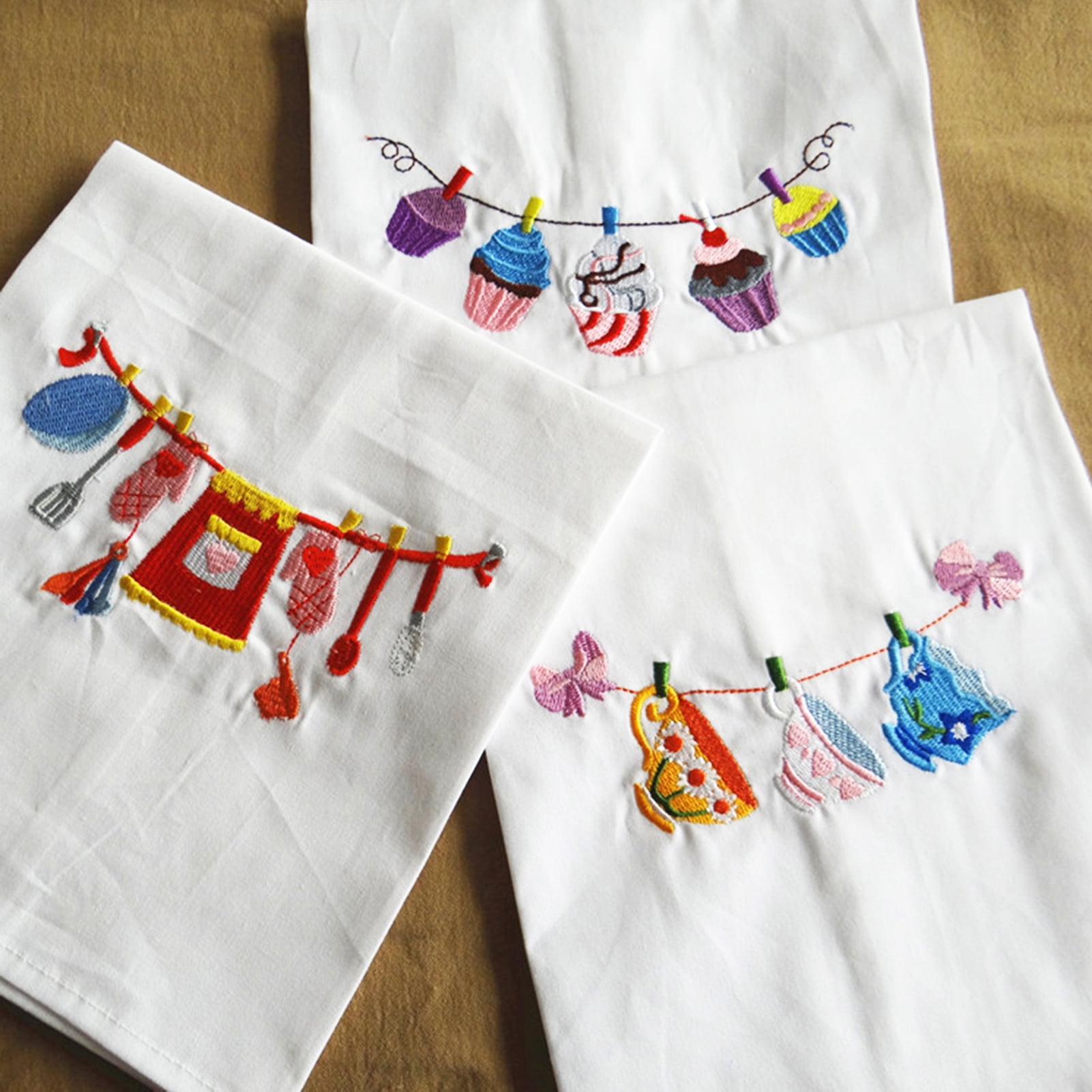 Machine Embroidered Tea Towels
