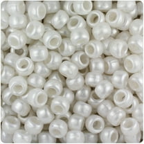 BeadTin Bridal Pearl 9mm Barrel Pony Beads (500pc)