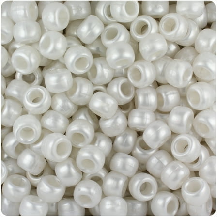 BeadTin Bridal Pearl 9mm Barrel Pony Beads (500pc)