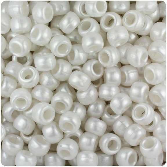 BeadTin Bridal Pearl 9mm Barrel Pony Beads (500pc)