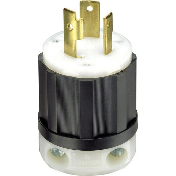 Leviton 02611-0PB Plug TurnLok Industrial Nylon Grounding L5-30P 2 Pole 3 Wire Bagged Black/White