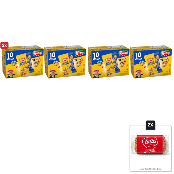 2x | Keebler Chips Deluxe Minis Made With M&MS, Chocolate Chip Cookies, 1 Oz Pouches, 10 Count (Pack Of 2) & 2x Lotus Biscoff Cookies 0.2oz