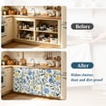 thumbnail image 4 of Blue Yellow Floral Spring Cabinet Curtain 35"Wx35"L,Dustproof Under Sink Skirt W/ Self Adhesive Tape,Summer Botanical Pastoral Green Cabinet Curtain Cover for Kitchen Sink,Bathroom Vanity, 4 of 9