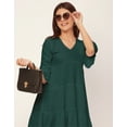 thumbnail image 5 of Moomaya Trendy V Neck Solid Rayon Dress - Tired Look, Casual Daywear Regular Fit, 5 of 9