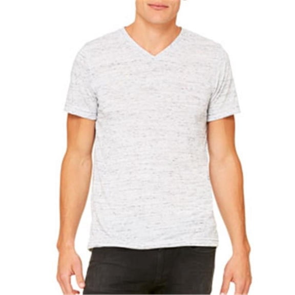 Canvas 3005 Unisex Jersey Short-Sleeve V-Neck T-Shirt - White Marble - Small