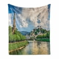 thumbnail image 1 of European Soft Flannel Fleece Throw Blanket, Historic Print European of Salzburg Land with Cloudy Sky and River in Austria, Cozy Plush for Indoor and Outdoor Use, 60" x 80", Multicolor, by Ambesonne, 1 of 6