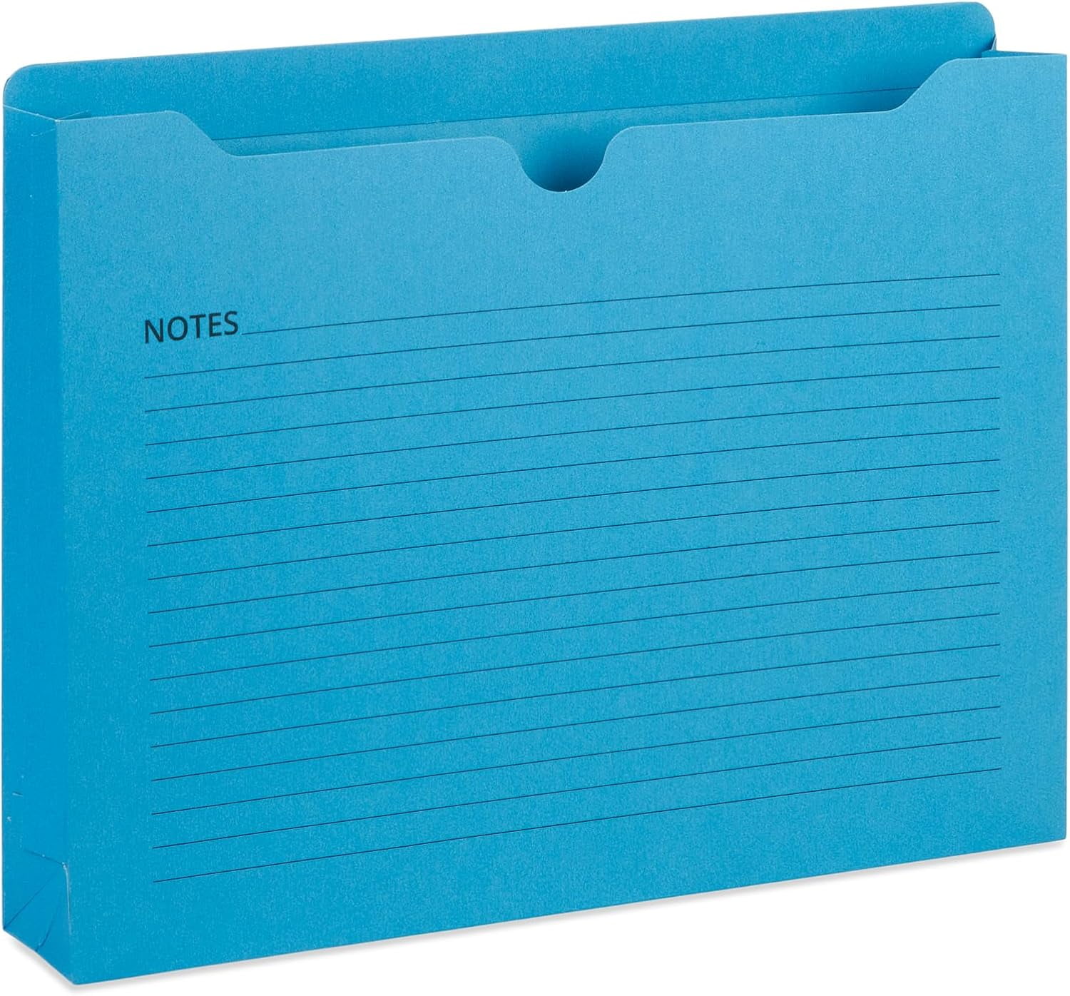 Blue  File Jackets Letter Size 2 Inch Expansion, Lined Folders with Lines for Notes on Front, 2 inch File Jacket Folders, Top Tab Pockets, Assorted Colors, Expandable, 25 Pack