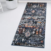 Rugs.com Morocco Collection Rug – 6 Ft Runner Navy Blue High-Pile Rug Perfect For Hallways, Entryways