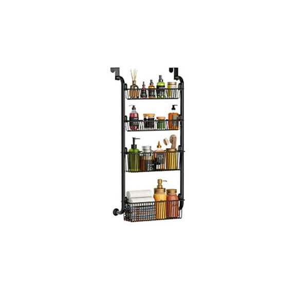 BouPower Over The Door Organizer, 4/6-Tier Metal Pantry Organization, Over Door Hanging Organizer With Adjustable Baskets, Behind Door Organizer Hanging For Home Kitchen Laundry Room Bathroom