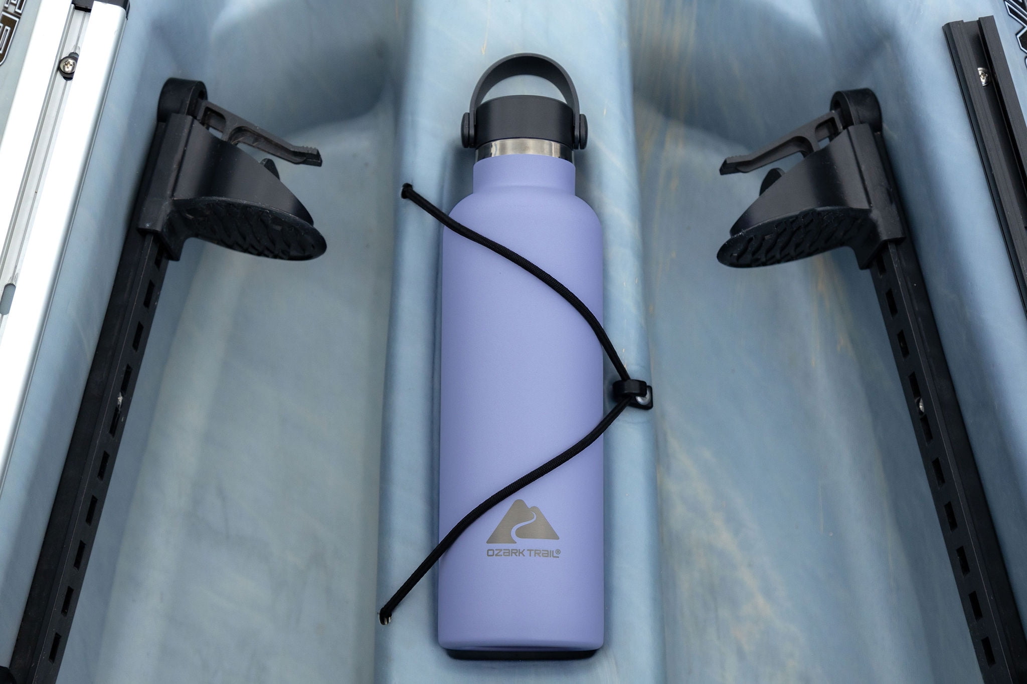 Ozark Trail 24 oz Stainless Steel Water Bottle, Purple, Twist Cap with Loop Handle