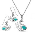 thumbnail image 3 of Majestic Swan Green Turquoise Sterling Silver Necklace Earrings Set, 3 of 6