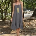 thumbnail image 5 of Smsaxvxz Women's Summer Strap Dresses Fashion Solid Crew Neck Sleeveless Ruffle Pleated Hem Casual Loose Midi Beach Sundress Dark Gray 3XL, 5 of 5