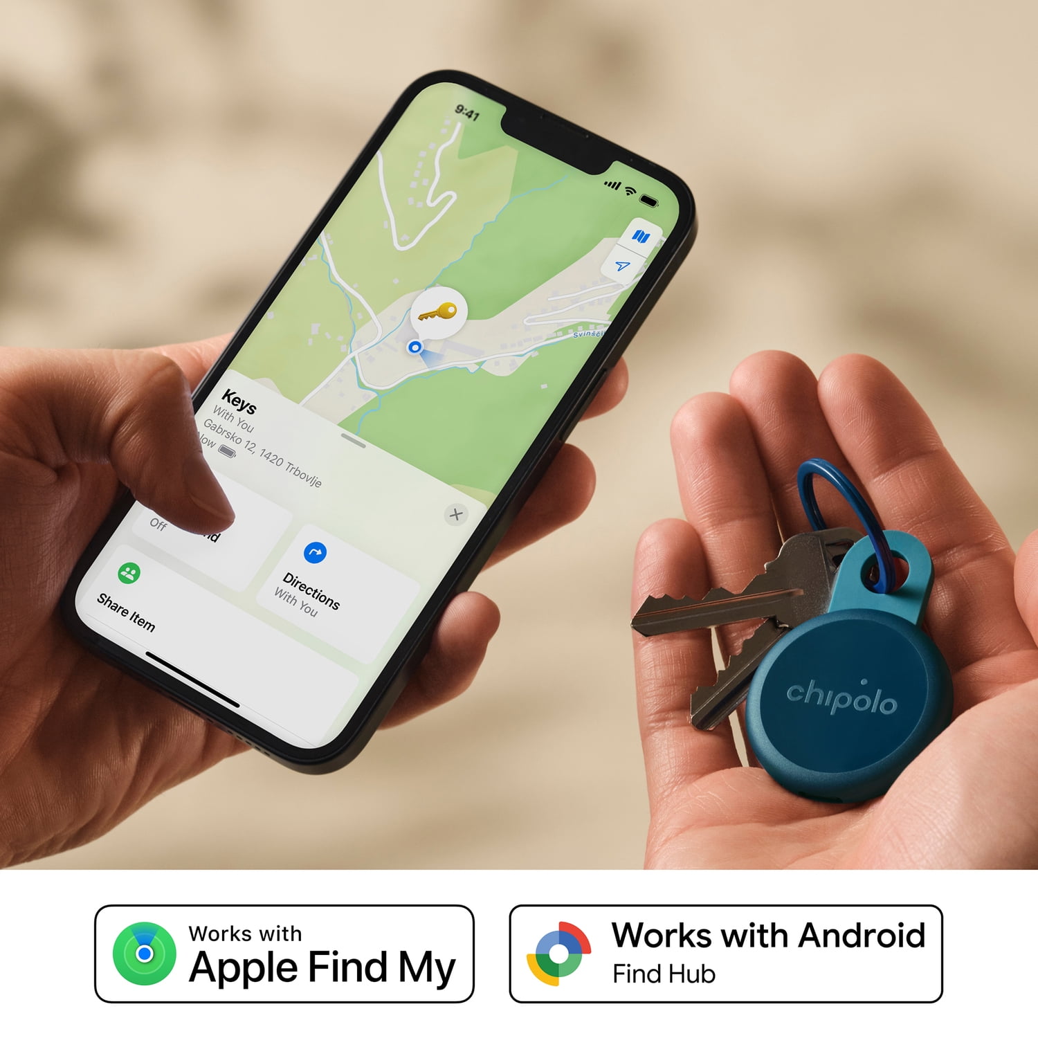 Chipolo LOOP - Rechargeable Bluetooth Tracking tag, Item Locator for Keys & Bags, Compatible with Apple Find My or Find Hub on Android, Out of Range Alerts for Android & Call Your Phone (Navy)