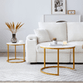 thumbnail image 4 of IVV Nesting Coffee Table Set of 2, Living Room Round Center Tables with White Marbling MDF Top and Gold Metal Frame, Industrial End Table Side Tables for Bedroom Balcony Yard, 4 of 6