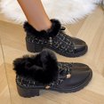 thumbnail image 4 of Botines de mujer Comercio Exterior Tamaño Grande 2023 Otoño E Invierno Nuevos Tacones Gruesos De Cabeza Redonda Europea Y Americana Con Botas De Algodón Cálidas Y Cómodas De Felpa Para (Black 6.5), 4 of 7