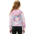 thumbnail image 2 of Xoenoiee Pink Axolotl Cherry Blossom Print Girls Oversized Half Zip Hoodies Long Sleeve Casual Sweatshirts Loose Fall Pullover Tops Jacket with Pocket, 9-10 Years, 2 of 7