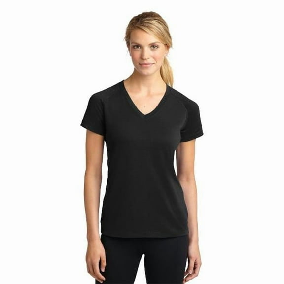 Sport Tek Adult Female Women Heather Short Sleeves T-Shirt Black 4X-Large