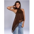 thumbnail image 7 of Carlikeit Women Halter Neck Lace Tank Top Sleeveless Asymmetrical Hem Summer Top Elegant Solid Color Going Out Shirt for Casual Party Beach Wear, 7 of 7