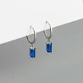 thumbnail image 2 of QQTDFG 925 Sterling Silver Huggie Hoop Earrings with Baguette CZ Charm A4158-K - Silver with Blue Stone, 2 of 2