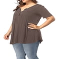 thumbnail image 3 of CHOK Tuniques à Boutons Henley à Col en V pour Femmes Grande Taille, Hauts Décontractés à Manches Courtes, Chemisiers, 3 of 7