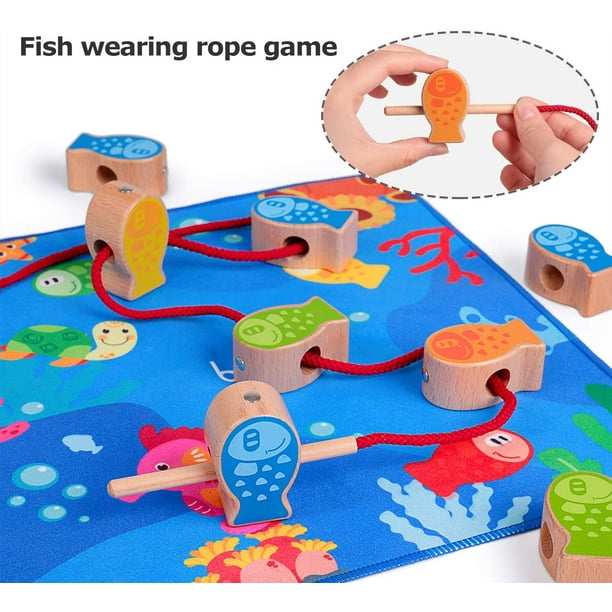 Magnetic Fishing Game Montessori Sorting Stacking Wooden Toys Fine