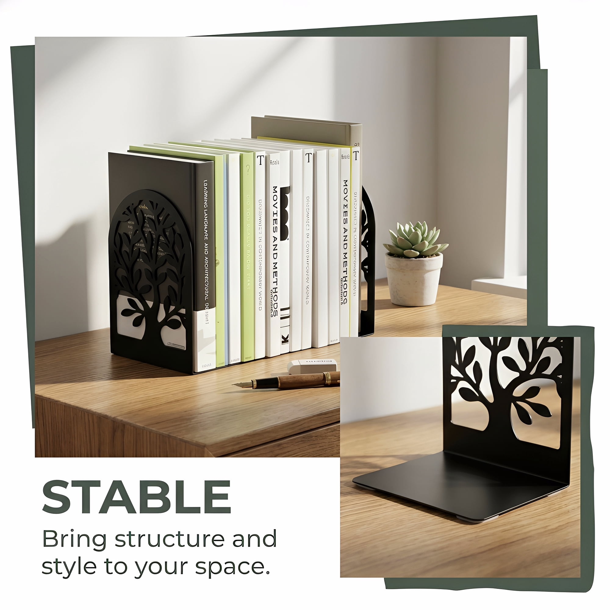 Unique Bargains Expandable Non-Skid Geometric Bookends With Compartments 2 Pcs Style A