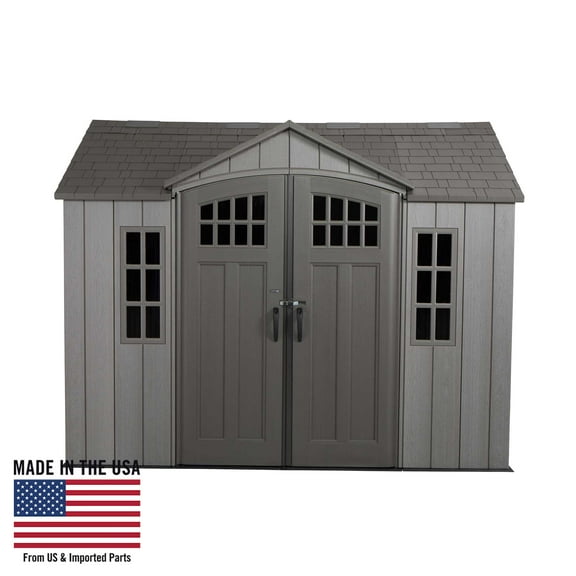 Lifetime Lockable DIY Polyethylene Storage Shed, 71.25 sq. ft., 10'. x 8',  Light Brown (60330)