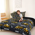 thumbnail image 4 of Manfei Cute Cars Full Size Comforter Sets,Boys Friendly Theme Bedding Comforter Set,Yellow,Black Reversible,3 Pieces,1 Comforter and 2 Pillowcases, 4 of 7