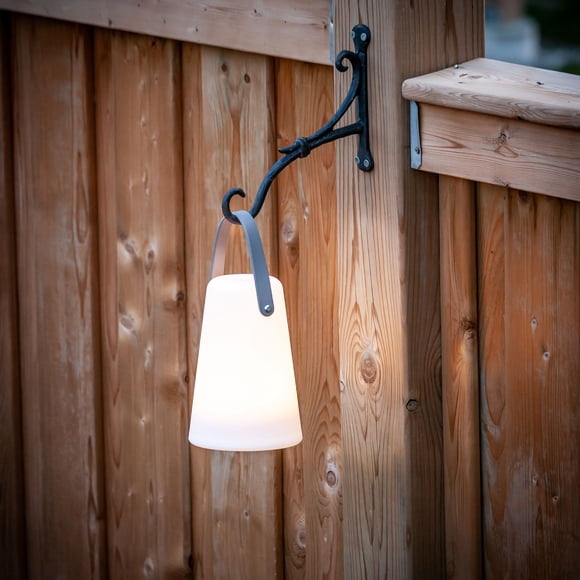 Linen Chest Cone Shaped Lantern with Handle - White / Gold