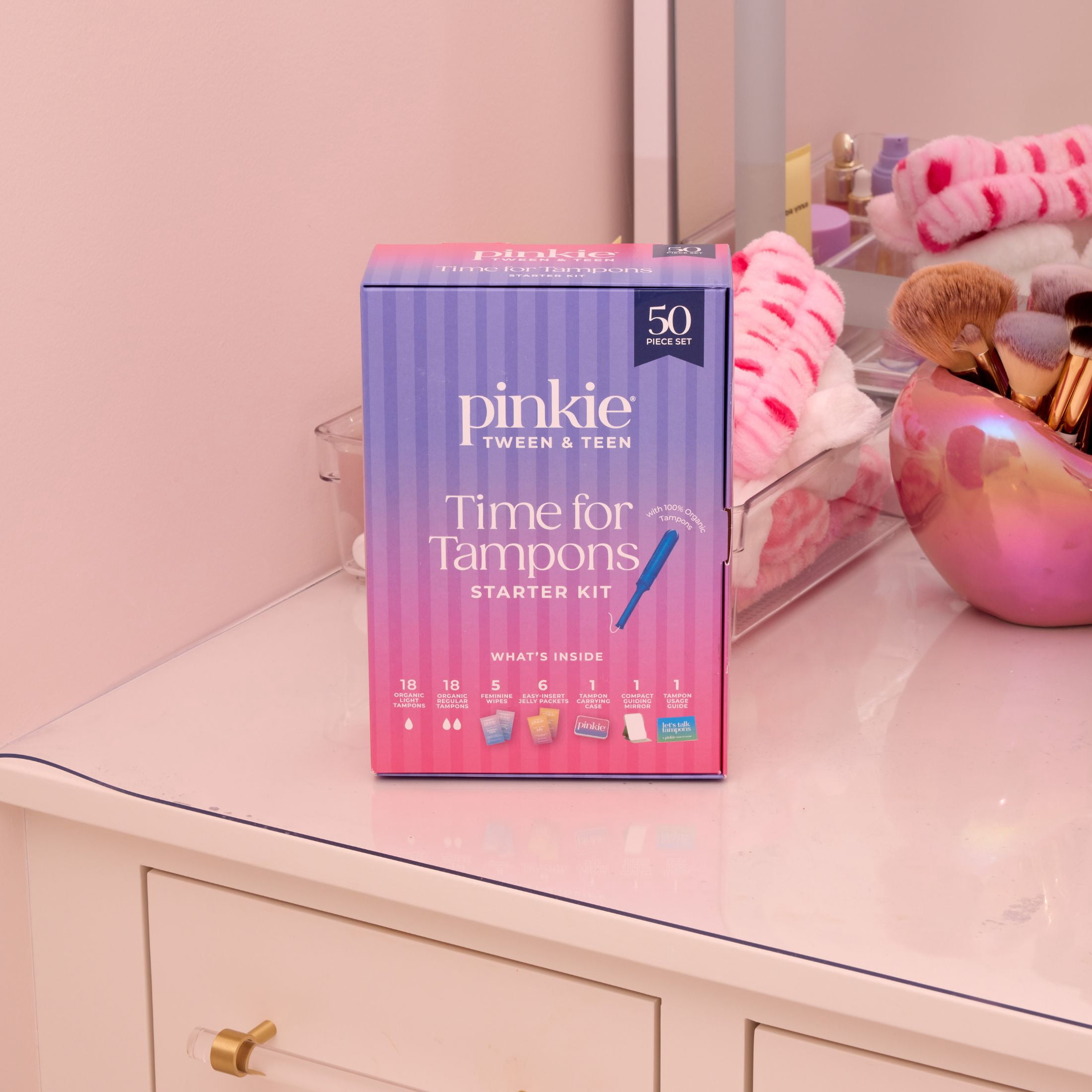 Pinkie, Organic Cotton, Time for Tampons Starter Kit (50 Piece)