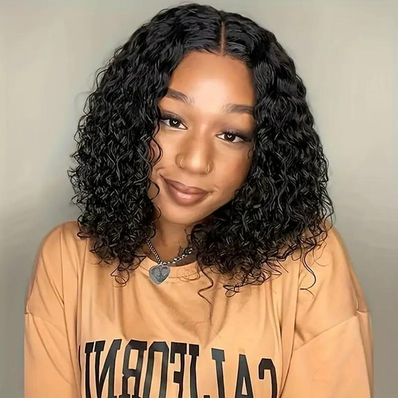 13x4 Waterfall Front 14 Inches Curly Bob Wig; Wet Wavy; Girl's Gift; Holiday Gift; Mother's Day