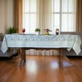 thumbnail image 2 of Sage Green and White Indian 60x90 Inches Hand Block Printed Floral Tablecloth, Wedding Home Party Event Restaurant Patio Outdoor Gift Dinner, 2 of 4