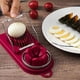 thumbnail image 5 of Cortador de cocina de alambre para huevos con alambre de acero inoxidable para huevos duros, cortador de huevos 2 en 1 de acero inoxidable para fresas, kiwis, salchichas (rojo), 5 of 5