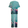 thumbnail image 6 of Summer Savings Clearance! Dezsed Two Piece Sets Women Cotton Linen Set Summer Casual Short Printing Tops Wide-Leg Pants Loose Outfits Blue M, 6 of 6