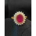 thumbnail image 3 of 7.42 Carats Round Brilliant Cut Diamonds Centered Ruby Cocktail Ring In Hallmark 18K Yellow Gold, 3 of 13