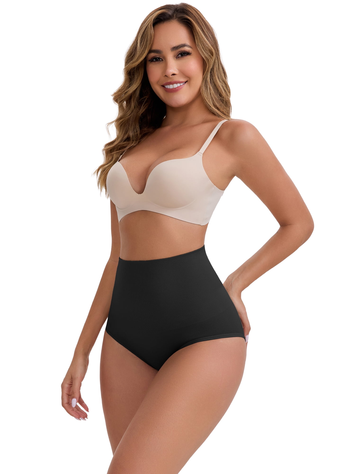 DARING DIVA Women's High-Waisted Butt Lifting Underwear 2 Pack Set S Black, Brown