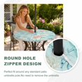 thumbnail image 4 of Round Outdoor Tablecloth with Umbrella Hole and Zipper, Teal Red Coastal Tablecloth with Elastic Waterproof, Nautical Seahorse Beach Coral Starfish Patio Table Covers for 36" - 44" Pool Tables, 4 of 9