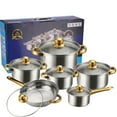 12-Piece Stainless Steel Cookware Set with Lids - Nonstick Induction ...
