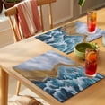thumbnail image 4 of Blue Ombre Waves Placemats Set of 4 Abstract Watercolor Ocean Seaside Beach Heat Insulation Washable Place Mats, Rustic Non-Slip Table Mats for Dining Table Party Kitchen Decor,13x19 Inch, 4 of 9