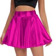thumbnail image 3 of Bovxnpu Plus Size Skirts For Women, Women's Pleated Skater Skirt Basic Casual High Waisted Ruffles Flared Mini Skirts, Fashion Women's High Elastic Waist Mini Skirts XL, 3 of 6