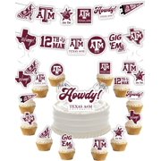 Texas A&M Party Supplies for TAMU Football, Birthday Gift, Graduation Party Banner and Cake Toppers (42 Pieces)(Texas A&M Aggies)