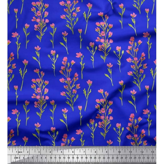 Soimoi Crepe Silk Fabric Flower Watercolor Print Fabric by Yard 42 Inch Wide