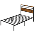 thumbnail image 3 of UIOWIO Twin Metal Bed Frame with Wood Headboard & Storage Shelves & LED Lights, Bed Frame with Storage & Charging Station, No Box Spring Needed, Easy Assembly, 3 of 9