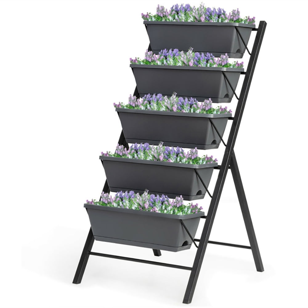 Barara King Vegetables Flowers Fruits Herb Garden Box,5-Tier Raised Garden Bed with Water Drainage for Flowers Vegetables