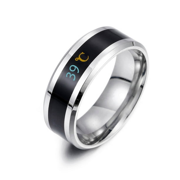 Anillos para mujer, regalos para mujer, moda, nuevo anillo de cobre con visualización de temperatura inteligente física y estado de ánimo para parejas.
