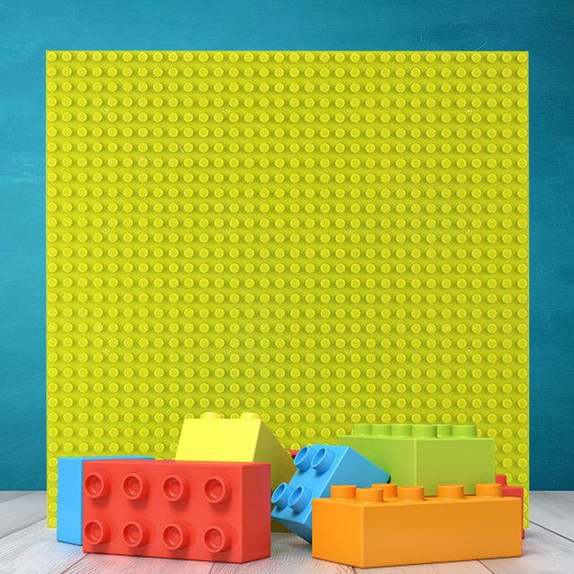 Placa Base De Ladrillos De Construcción De 25,5X25,5 Cm Tablero de bloques de construcción con tachuelas de 32x32, no tóxico para la construcción de bloques (verde fruta)