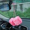 thumbnail image 4 of 1 Pair Furry Dice Car Hanging,Happon Pink Retro Hanging Dice for Car Mirror Hanging, Couple Fuzzy Plush Dice with Dots for Car Interior Ornament Decoration, 4 of 7