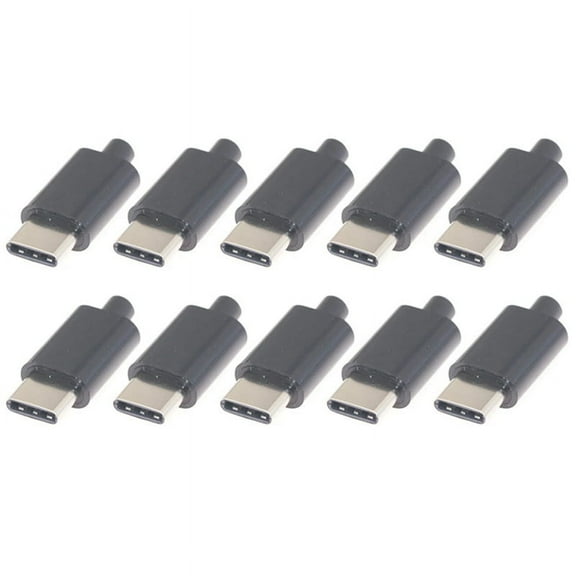 10Pcs Type C Usb3.1 3A Fast Charging USB Connectors Male Jack Tail Plug Electric Terminals Welding DIY Data Cable Black