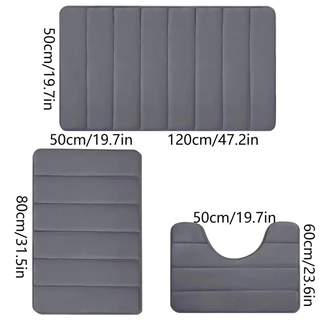 Bath Mats 3 Piece Set Soft Foot Mat Absorbent Memory Foam Quick Dry Non Slip Floor Kitchen Bathroom Doormat Toilet Floor Mat