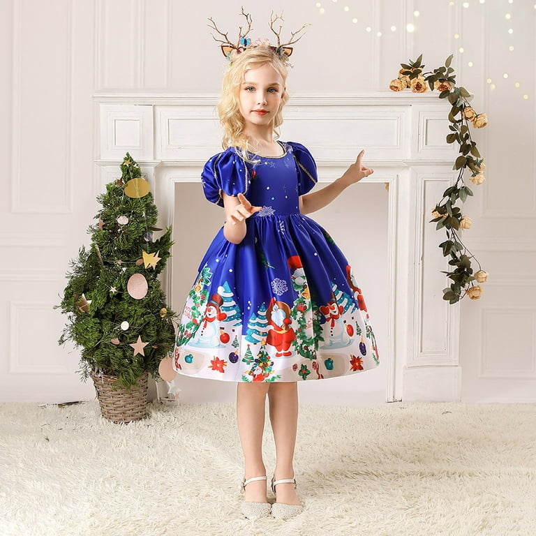 Baby girl deals blue christmas dress